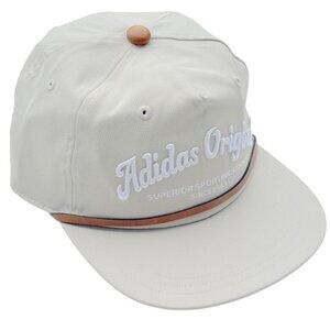 Adidas Originals Beige Brown Faux Suede Rope Adjustable Flat Brim Hat Ball Cap
